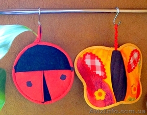 Прихватки на кухню для горячего ручной работы,  натуральные материалы