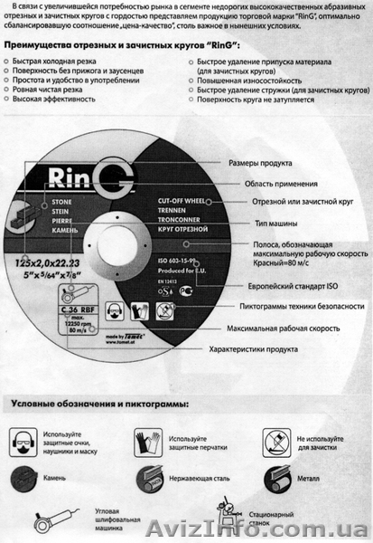 Отрезные и зачистные  круги для металла,  бетона.  RinG (Австрия), - <ro>Изображение</ro><ru>Изображение</ru> #4, <ru>Объявление</ru> #252787